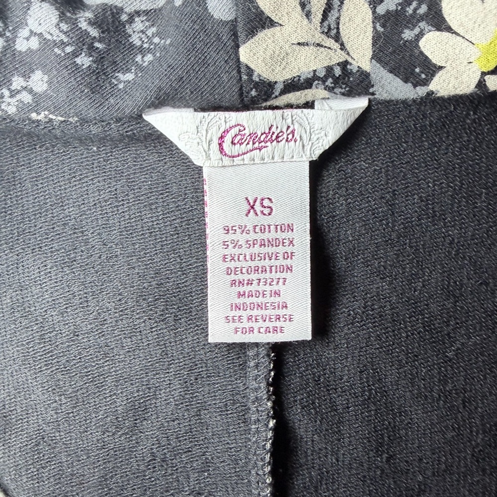 Y2K Candie’s Daisy Print Cropped Blazer XS Black Floral Jacket - Picture 9 of 9